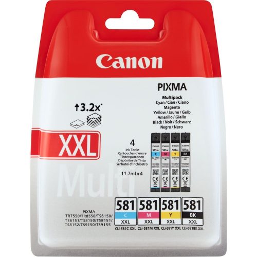 CANON® CLI-581XXL BCMY 4db-os EREDETI TINTAPATRON multipakk ( 1998C005 )