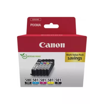   Canon 5db-os EREDETI PGI-580 + CLI-581 Tintapatron Multipack 1x11,2 ml (FEKETE / BLACK) + 4x5,6 ml (SZÍNEK)