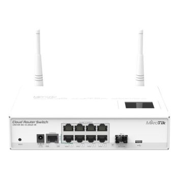   MIKROTIK Cloud Router Switch Wireless, 2,4GHZ, 8x1000Mbps + 1x1000Mbps SFP, Asztali - CRS109-8G-1S-2HND-IN