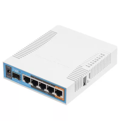 MIKROTIK Wireless Router RouterBOARD DualBand, 5x1000Mbps + 1x1000Mbps SFP, Asztali - RB962UIGS-5HACT2HNT