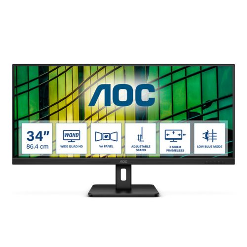 AOC VA monitor 34" U34E2M, 3440x1440, 21:9, 300cd/m2, 4ms, 2xHDMI/DisplayPort