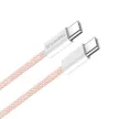 COLORWAY Kábel Type-C CW-CBPDCC061-P, fonott pamut, PD Fast Charging 60W, 3,0A 1M rózsaszín