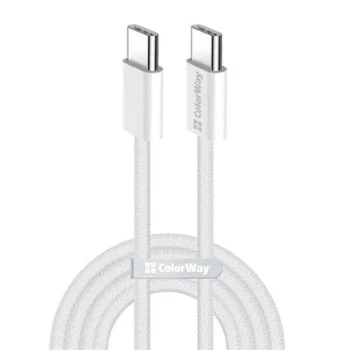  COLORWAY Kábel Type-C CW-CBPDCC061-GR, fonott pamut, PD Fast Charging 60W, 3,0A 1M szürke
