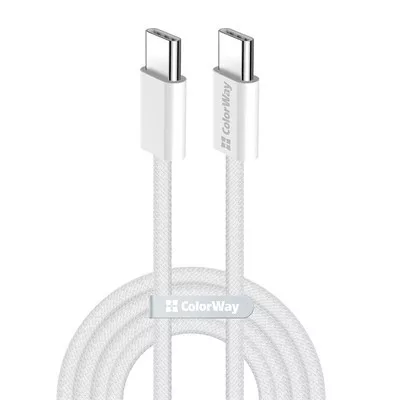 COLORWAY Kábel Type-C CW-CBPDCC061-GR, fonott pamut, PD Fast Charging 60W, 3,0A 1M szürke