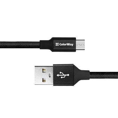 COLORWAY Kábel, USB CW-CBUC048-BK, Type-C 2.4A 25CM fekete