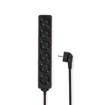   Nedis ESOC630F1BK 6 aljzatos elosztó, 3 m, 3680 W, 16 A, fekete