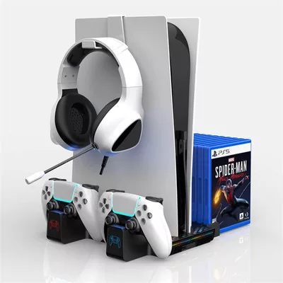 BLACKBIRD PS5 Kiegészítő Konzol hűtő Ventilátoros + Töltő állomás + Játék tartó, Fekete