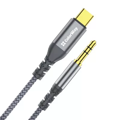 COLORWAY Adapter USB-C - 3.5 mm Mini-Jack, 1.2 m, Szürke (CW-CBPDJ071-G)