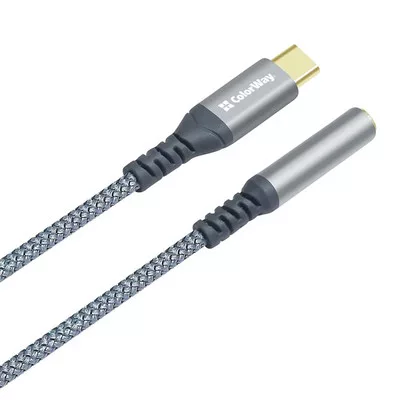COLORWAY Adapter USB-C - 3.5 mm Female Audio, 14 cm, Szürke (CW-AD-CJ)