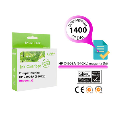 HP -hez   Nr.940XL (C4908A) utángyártott magenta TINTAPATRON / INK CARTRIDGE, ~1400 oldal