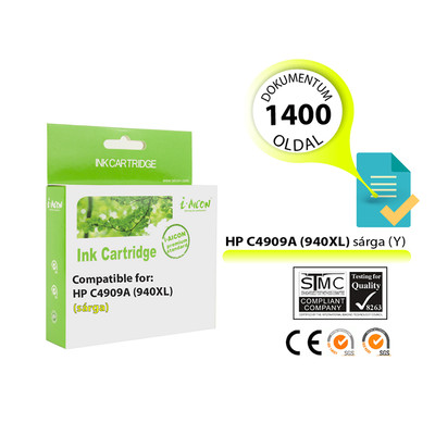 HP -hez   Nr.940XL (C4909A) utángyártott sárga TINTAPATRON / INK CARTRIDGE, ~1400 oldal