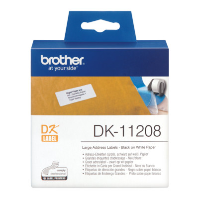 Címkenyomtató etikett szalag (DK Label), 38 mm x 90 mm, öntapadó, Brother (DK-11208)