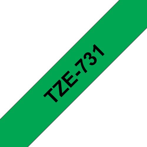 Feliratozógép szalag, 12mm x 8m, BROTHER, zöld-fekete (TZE-731)