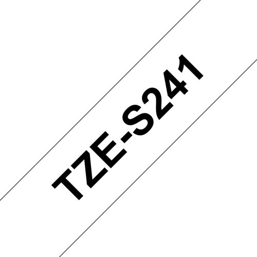 Feliratozógép szalag, 18mm x 8m, BROTHER, fehér-fekete, erős tapadású (TZE-S241)