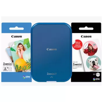  Canon ZOEMINI 2 Fotónyomtató Tengerészkék + 5x7,6cm ZINK fotópapír 20 lap + 3.3 cm ZINK 10 lap körmatrica papír
