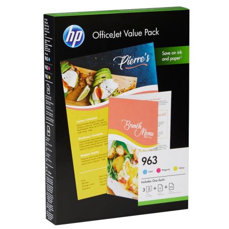HP Nr.963 (6JR42AE)  eredeti színes tintapatron pakk C/M/Y + A/4 HP papír (CD)
