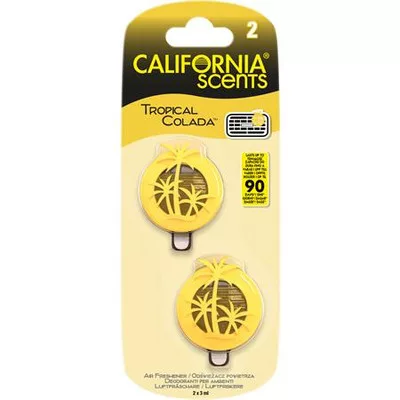 Autóillatosító, mini diffúzer, 2*3 ml, CALIFORNIA SCENTS "Tropical Colada"