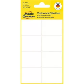   Etikett, 38x29 mm, kézzel írható, lekerekített sarkú, AVERY ZWECKFORM, 40 etikett/csomag 5 lap