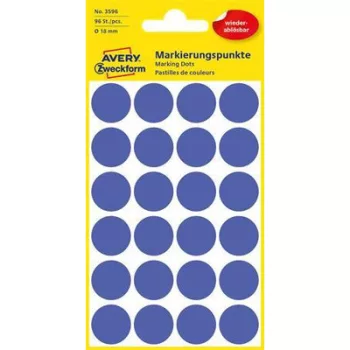   Etikett, 18 mm, kör, eltávolítható, AVERY ZWECKFORM, indigókék, 96 etikett/csomag 4 lap