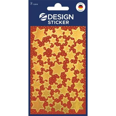 Matrica, 2 ív, 76x120 mm, AVERY ZWECKFORM, "Z-Design No.52806", arany csillagok