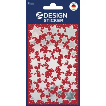   Matrica,  2 ív, 76x120 mm, AVERY ZWECKFORM, "Z-Design No.52812", ezüst csillagok