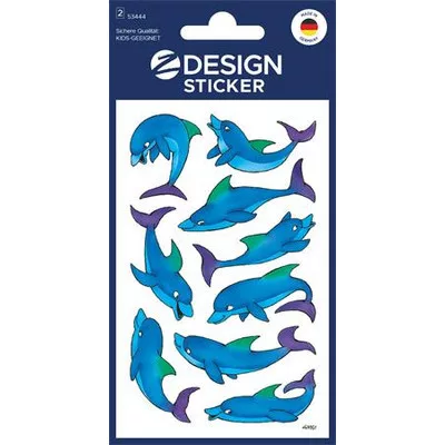 Matrica, papír, 2 ív, 76x120 mm, AVERY ZWECKFORM, "Z-Design No.53444", csillogó delfinek