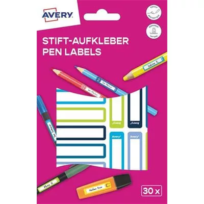 Etikett, tollcímke, 50x10 mm, kézzel írható, AVERY ZWECKFORM, kék-zöld, 30 etikett/csomag 2 ív