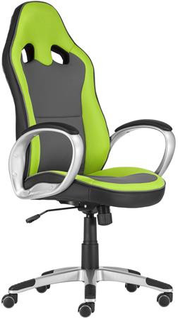 Főnöki szék, mesh és műbőr borítás, műanyag lábkereszt, "Oregon", szürke-zöld