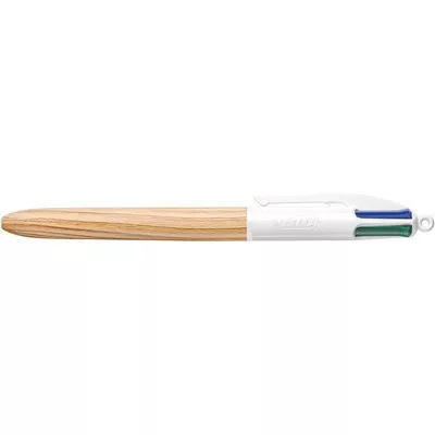 Golyóstoll, 0,32 mm, nyomógombos, négyszínű, BIC "4 Colours Wood Effect" 1 db