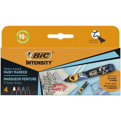 Dekormarker készlet, 1,5 - 2,3 mm, BIC "Paint marker", 4 különböző élénk szín 4 db