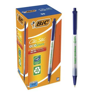 Golyóstoll, 0,32 mm, nyomógombos, BIC "Clic Stic ecolutions", kék 1 db
