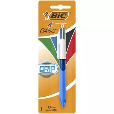 Golyóstoll, 0,32 mm, nyomógombos, négyszínű, BIC "4 Colours Grip Original" 1 db