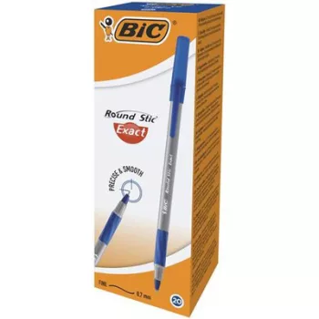   Golyóstoll, 0,28 mm, kupakos, BIC "Round Stic Exact", kék 20 db