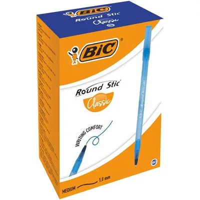 Golyóstoll, 0,32 mm, kupakos, BIC "Round Stic Classic", kék 60 db
