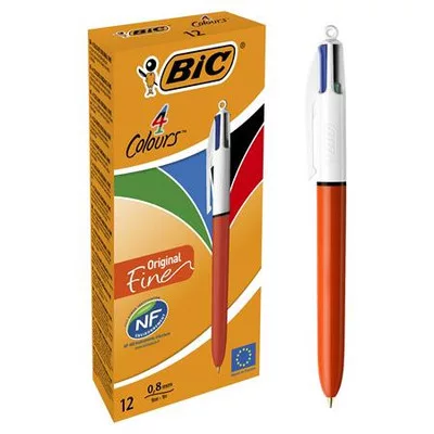 Golyóstoll, 0,3 mm, nyomógombos, négyszínű, BIC "4 Colours Fine" 1 db
