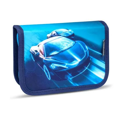 Tolltartó, klapnis, cipzáras, BELMIL "Racing Blue Neon", kék, versenyautó 1 db