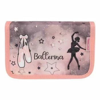  Tolltartó, klapnis, cipzáras, BELMIL "Rose Ballet", szürke-rózsaszín, balerina 1 db