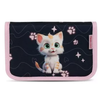   Tolltartó, klapnis, cipzáras, BELMIL "Cute Kitten", fekete-rózsaszín, cica