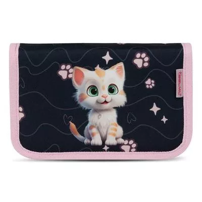Tolltartó, klapnis, cipzáras, BELMIL "Cute Kitten", fekete-rózsaszín, cica