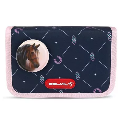 Tolltartó, klapnis, cipzáras, BELMIL "Midnight Gallop", kék, lovak 1 db
