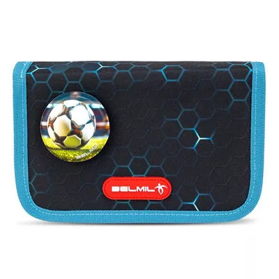 Tolltartó, klapnis, cipzáras, BELMIL "Kick the Ball", fekete- kék, foci 1 db