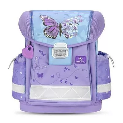 Iskolatáska, fémcsat, BELMIL "Classy Purple Blue Butterfly", pillangó