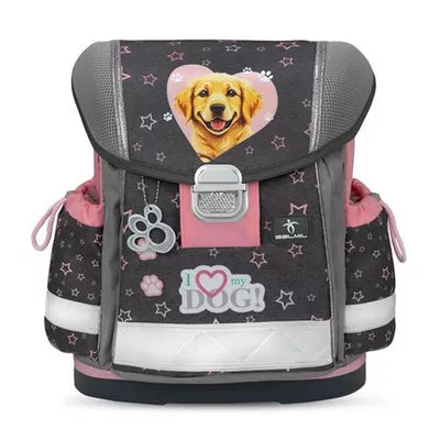 Iskolatáska, fémcsat, BELMIL "Classy Starry Paws", kutya, golden retriever
