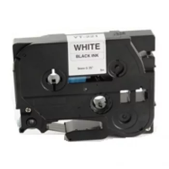   Utángyártott BROTHER TZe221 szalagkazetta 9mm x 8m FEHÉR alapon FEKETE / BLACK felirat, öntapadós