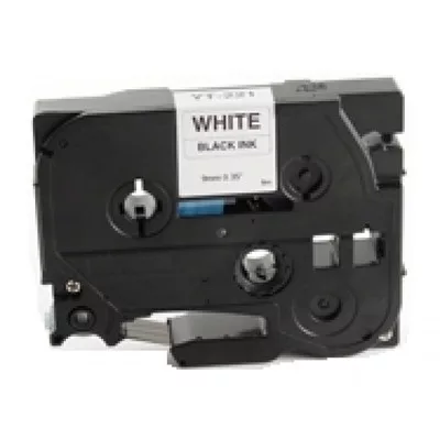 Utángyártott BROTHER TZe221 szalagkazetta 9mm x 8m FEHÉR alapon FEKETE / BLACK felirat, öntapadós