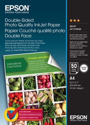 Epson kétoldalas fotópapír (A4, 50 lap, 120g)