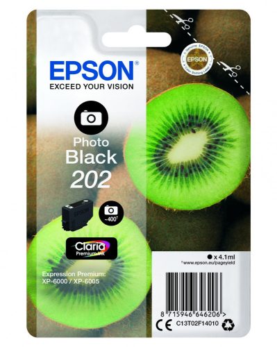 Epson 202 (T02F1)  fotó fekete EREDETI TINTAPATRON, ~400 oldal