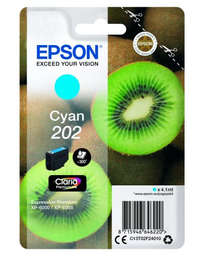 Epson 202 (T02F2)  cián EREDETI TINTAPATRON, ~300 oldal
