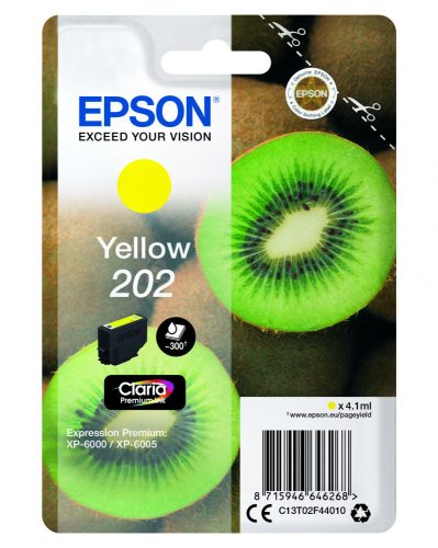 Epson 202 (T02F4)  sárga EREDETI TINTAPATRON, ~300 oldal