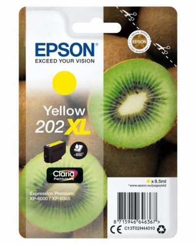 Epson 202XL (T02H4)  sárga XL EREDETI TINTAPATRON, ~650 oldal